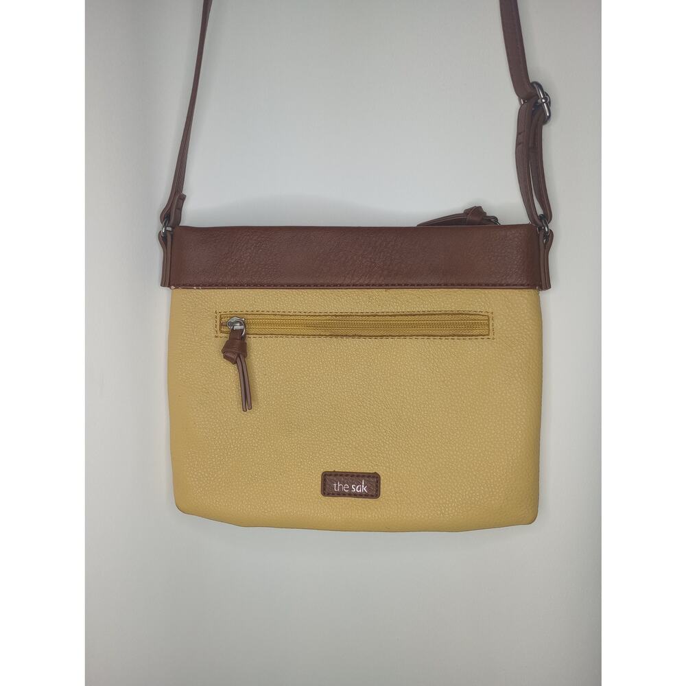 The Sak Sanibel Leather Crossbody Bag - Butter Yellow Colorblock Earthy - GUC